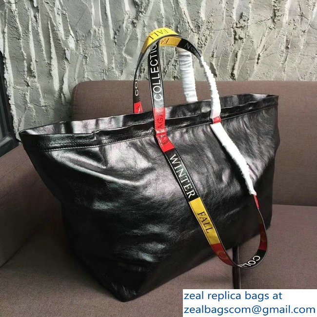 Balenciaga Multicolor Logo Handles Carry Shopper Large Bag Black 2018