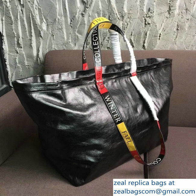 Balenciaga Multicolor Logo Handles Carry Shopper Large Bag Black 2018 - Click Image to Close