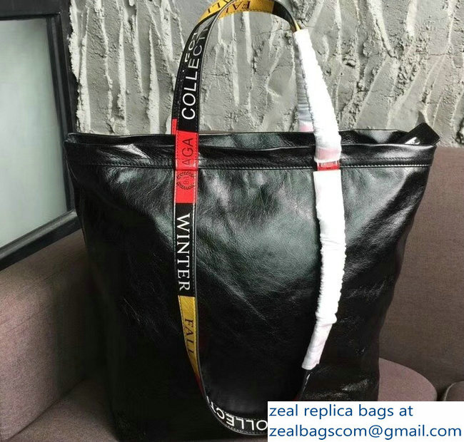 Balenciaga Multicolor Logo Handles Carry Shopper Medium Bag Black 2018