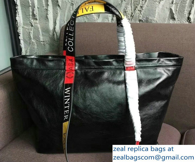 Balenciaga Multicolor Logo Handles Carry Shopper Small Bag Black 2018 - Click Image to Close