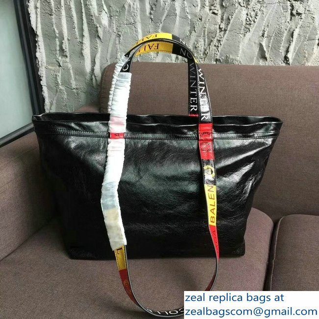 Balenciaga Multicolor Logo Handles Carry Shopper Small Bag Black 2018