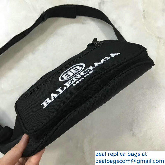 Balenciaga Nylon Canvas Belt Pack Bag Explorer BB Mode White Logo Black - Click Image to Close