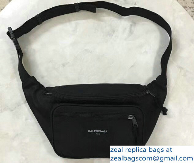 Balenciaga Nylon Canvas Belt Pack Bag Explorer Label Logo Black - Click Image to Close