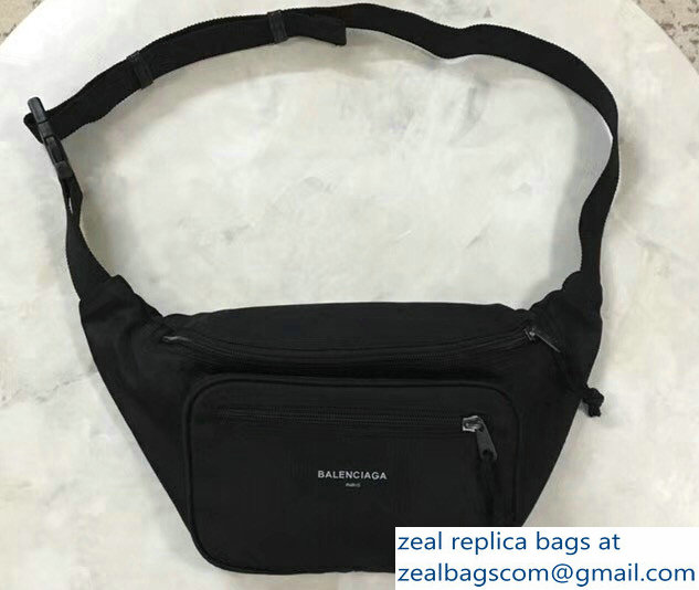 Balenciaga Nylon Canvas Belt Pack Bag Explorer Label Logo Black