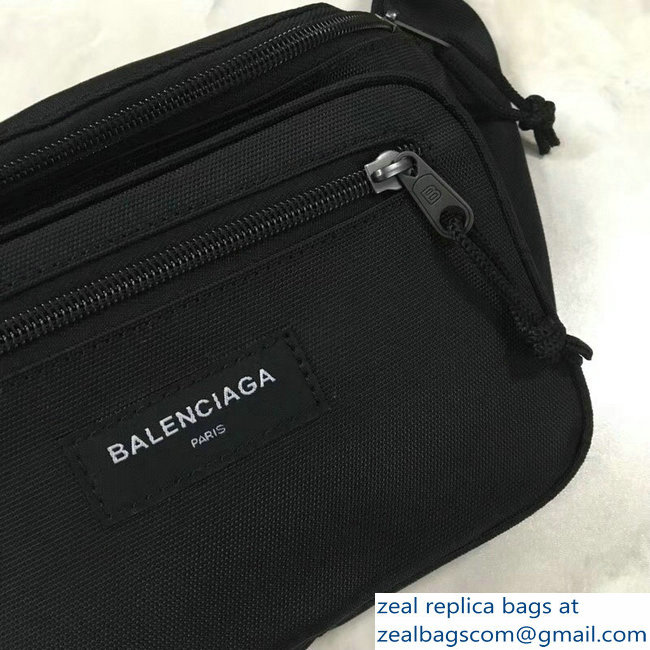 Balenciaga Nylon Canvas Belt Pack Bag Explorer Label Logo Black