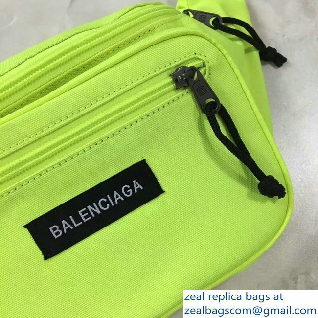Balenciaga Nylon Canvas Belt Pack Bag Explorer Label Logo Fluo Green