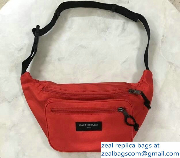 Balenciaga Nylon Canvas Belt Pack Bag Explorer Label Logo Red - Click Image to Close