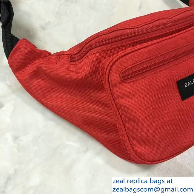 Balenciaga Nylon Canvas Belt Pack Bag Explorer Label Logo Red