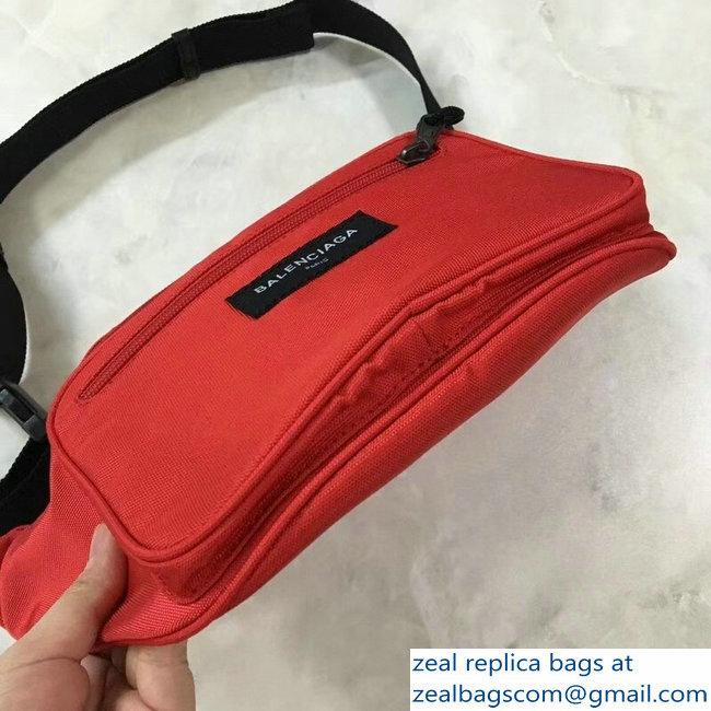 Balenciaga Nylon Canvas Belt Pack Bag Explorer Label Logo Red