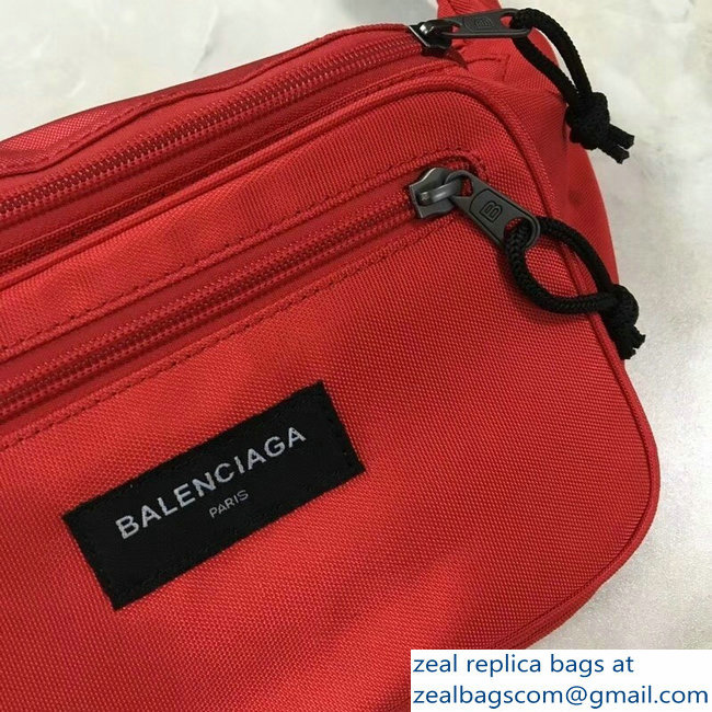 Balenciaga Nylon Canvas Belt Pack Bag Explorer Label Logo Red