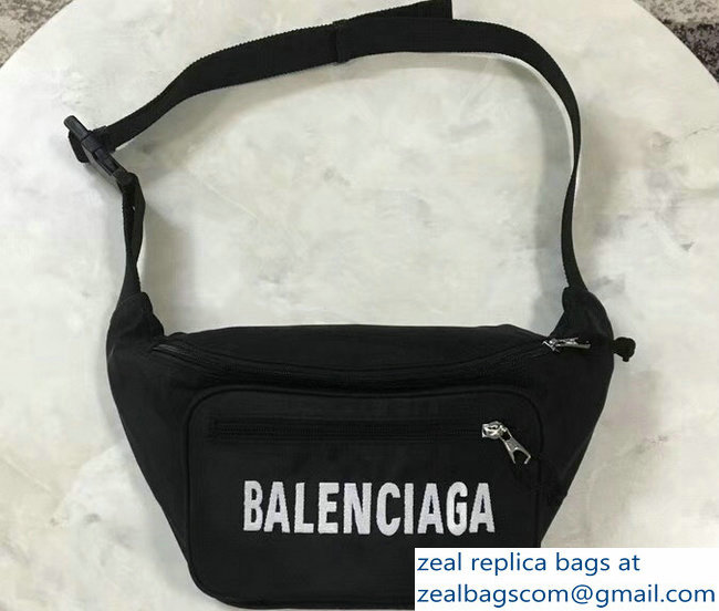 Balenciaga Nylon Canvas Belt Pack Bag Explorer Logo Black