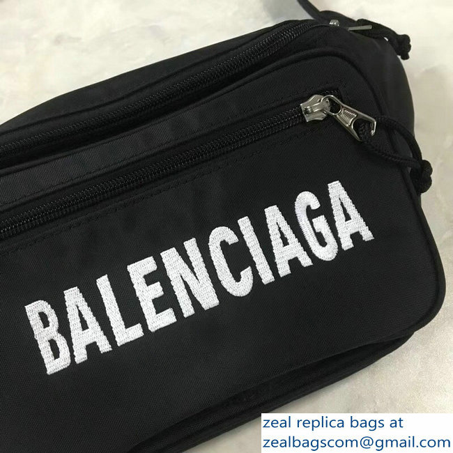 Balenciaga Nylon Canvas Belt Pack Bag Explorer Logo Black