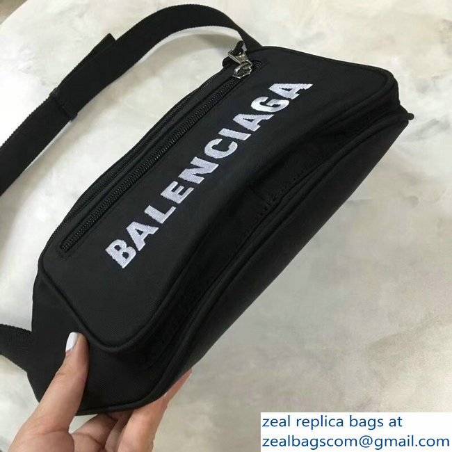 Balenciaga Nylon Canvas Belt Pack Bag Explorer Logo Black - Click Image to Close