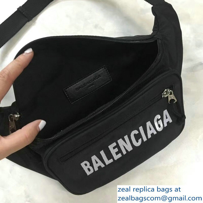 Balenciaga Nylon Canvas Belt Pack Bag Explorer Logo Black