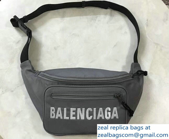 Balenciaga Nylon Canvas Belt Pack Bag Explorer Logo Gray - Click Image to Close