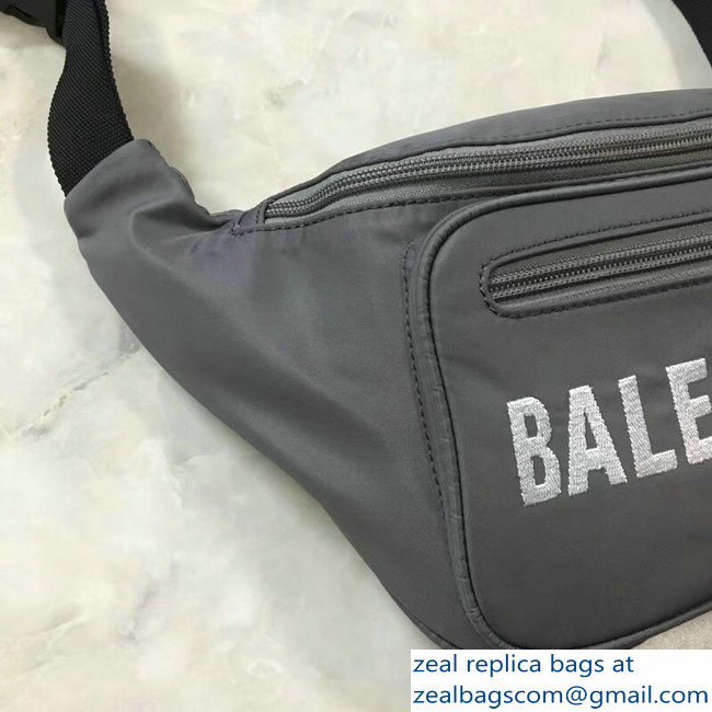 Balenciaga Nylon Canvas Belt Pack Bag Explorer Logo Gray