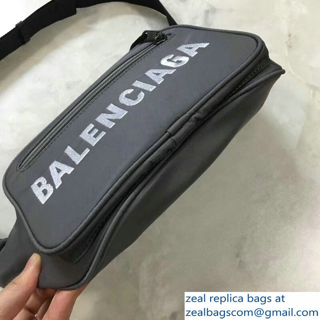 Balenciaga Nylon Canvas Belt Pack Bag Explorer Logo Gray