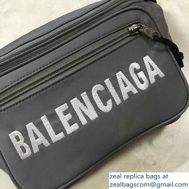 Balenciaga Nylon Canvas Belt Pack Bag Explorer Logo Gray