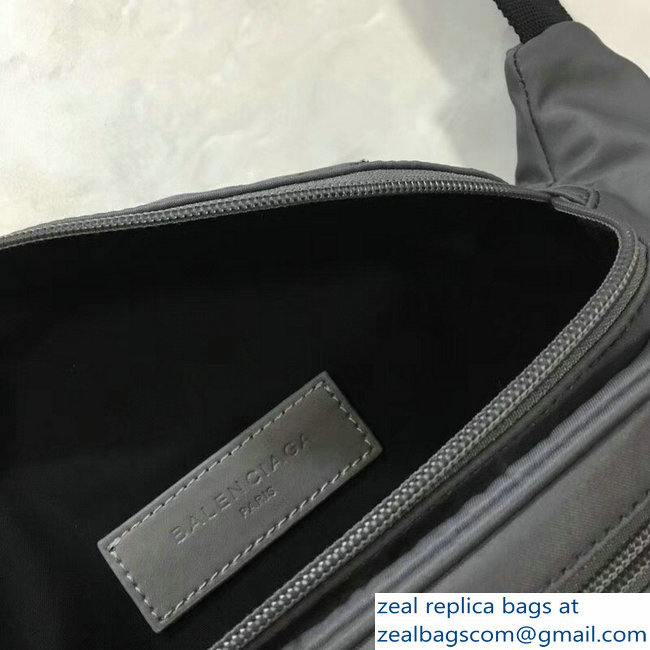 Balenciaga Nylon Canvas Belt Pack Bag Explorer Logo Gray - Click Image to Close