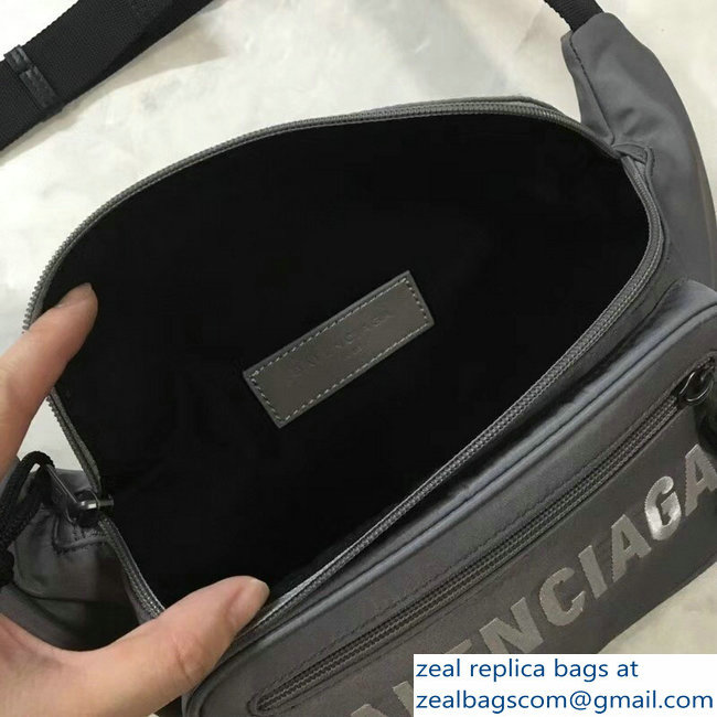 Balenciaga Nylon Canvas Belt Pack Bag Explorer Logo Gray - Click Image to Close
