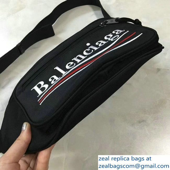 Balenciaga Nylon Canvas Belt Pack Bag Explorer Political Campain Logo Black - Click Image to Close
