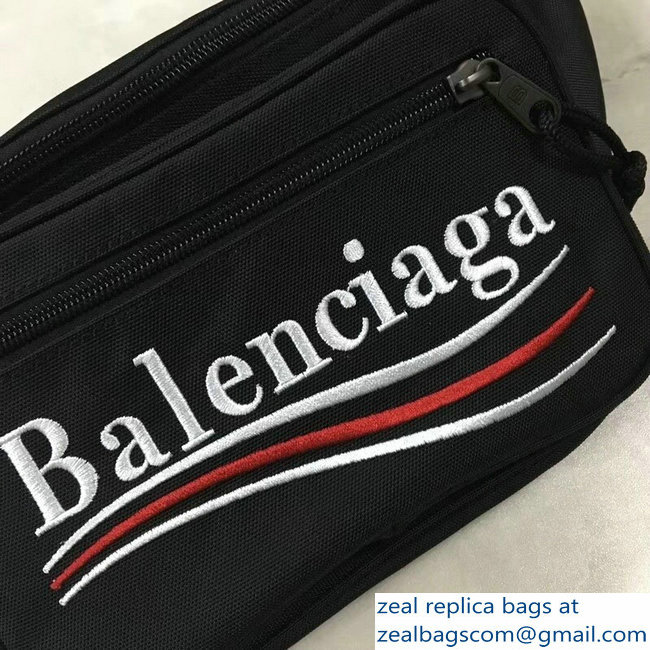 Balenciaga Nylon Canvas Belt Pack Bag Explorer Political Campain Logo Black - Click Image to Close