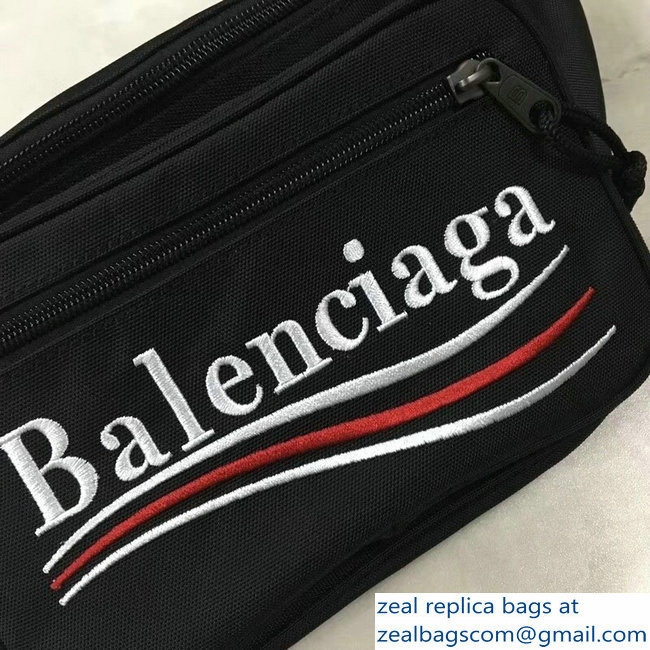 Balenciaga Nylon Canvas Belt Pack Bag Explorer Political Campain Logo Black