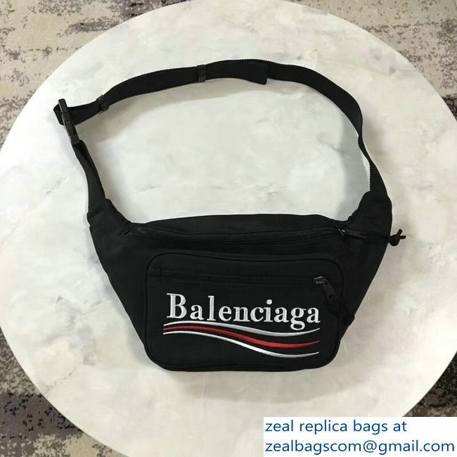 Balenciaga Nylon Canvas Belt Pack Bag Explorer Political Campain Logo Black