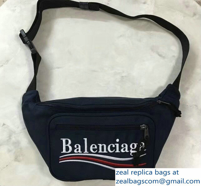 Balenciaga Nylon Canvas Belt Pack Bag Explorer Political Campain Logo Blue - Click Image to Close