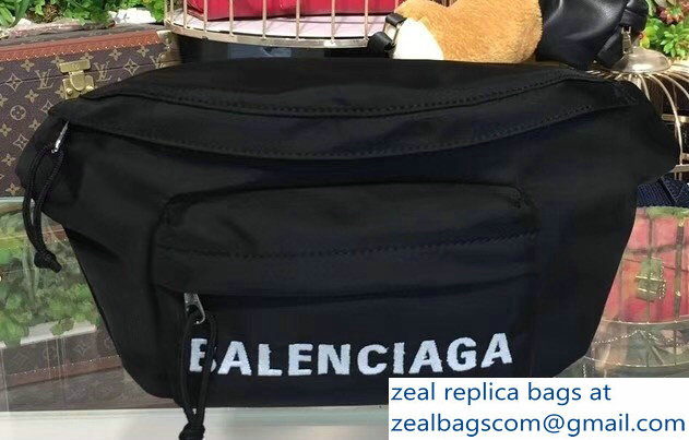 Balenciaga Nylon Canvas Belt Pack Bag Logo Black - Click Image to Close