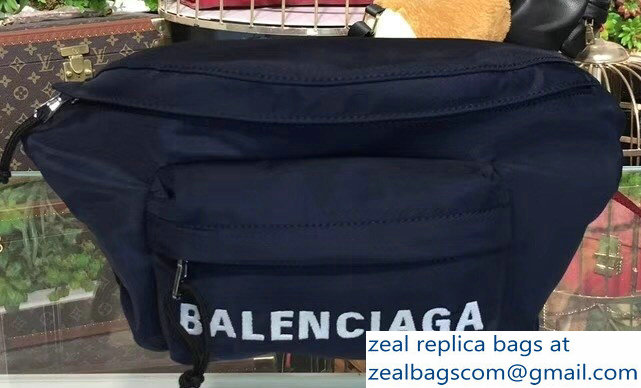 Balenciaga Nylon Canvas Belt Pack Bag Logo Blue