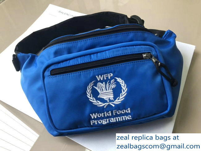 Balenciaga Nylon Canvas Belt Pack Bag Supports World Food Programme Blue - Click Image to Close