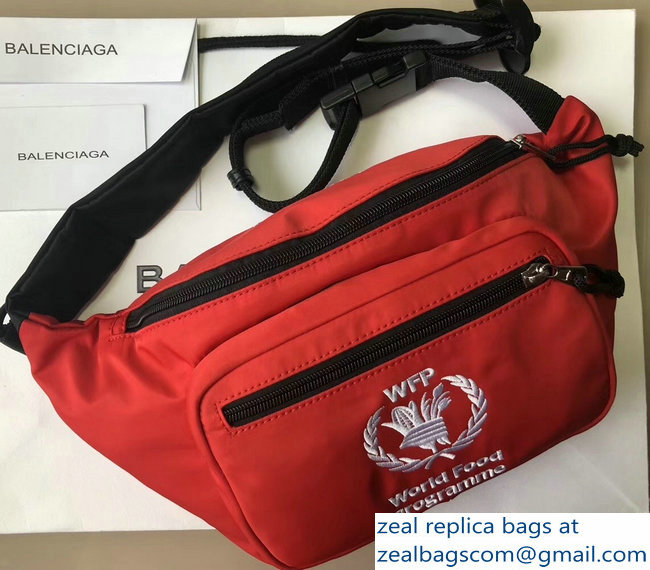 Balenciaga Nylon Canvas Belt Pack Bag Supports World Food Programme Red - Click Image to Close