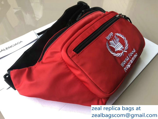 Balenciaga Nylon Canvas Belt Pack Bag Supports World Food Programme Red - Click Image to Close