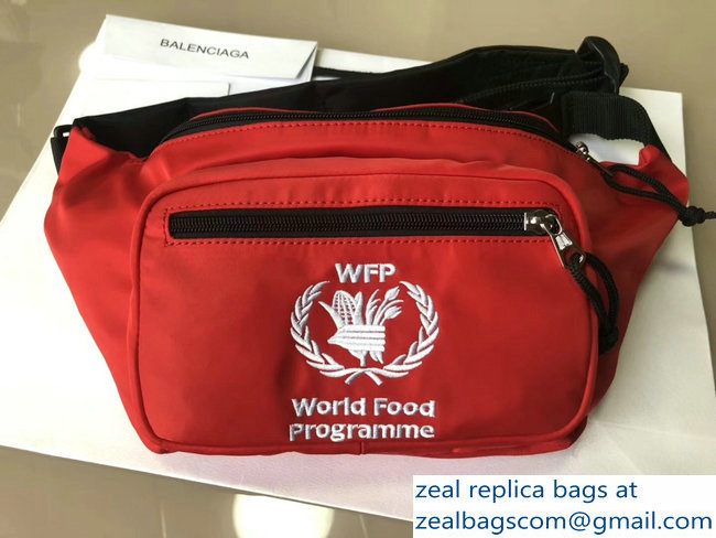 Balenciaga Nylon Canvas Belt Pack Bag Supports World Food Programme Red - Click Image to Close