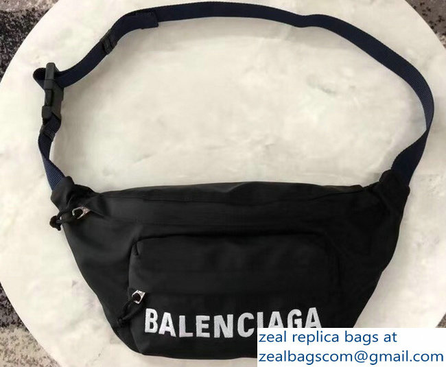 Balenciaga Nylon Canvas Belt Pack Bag Wheel Logo Black - Click Image to Close