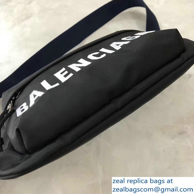 Balenciaga Nylon Canvas Belt Pack Bag Wheel Logo Black - Click Image to Close