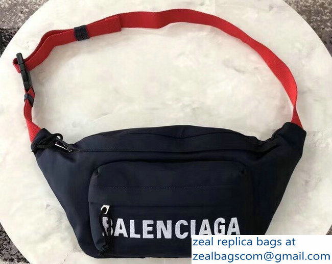 Balenciaga Nylon Canvas Belt Pack Bag Wheel Logo Blue - Click Image to Close