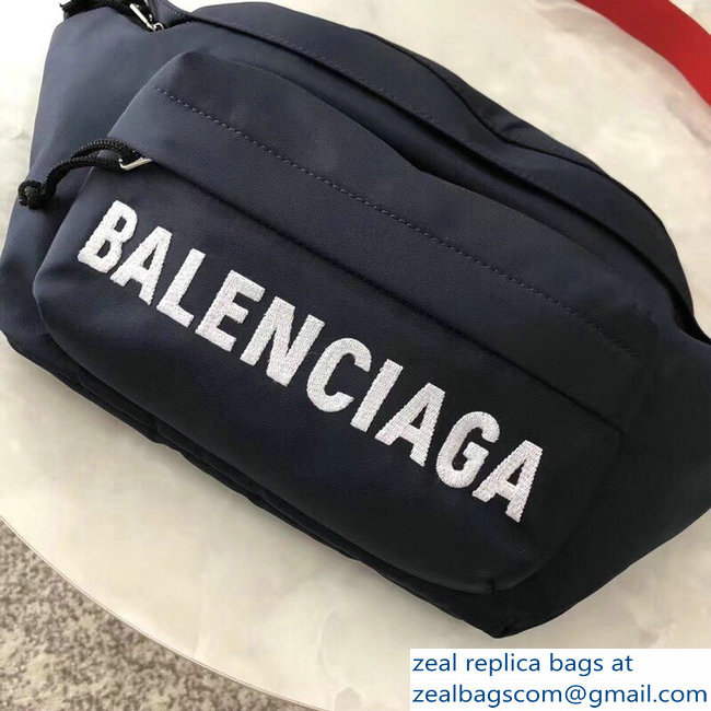 Balenciaga Nylon Canvas Belt Pack Bag Wheel Logo Blue - Click Image to Close