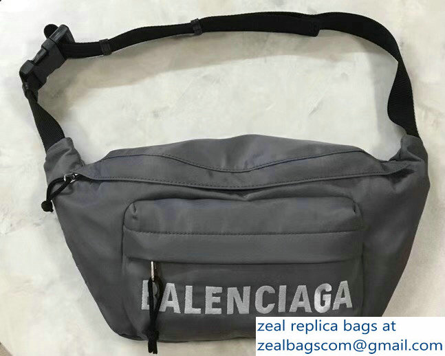 Balenciaga Nylon Canvas Belt Pack Bag Wheel Logo Gray - Click Image to Close