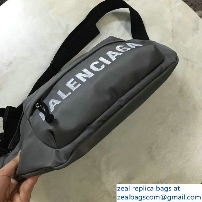 Balenciaga Nylon Canvas Belt Pack Bag Wheel Logo Gray - Click Image to Close
