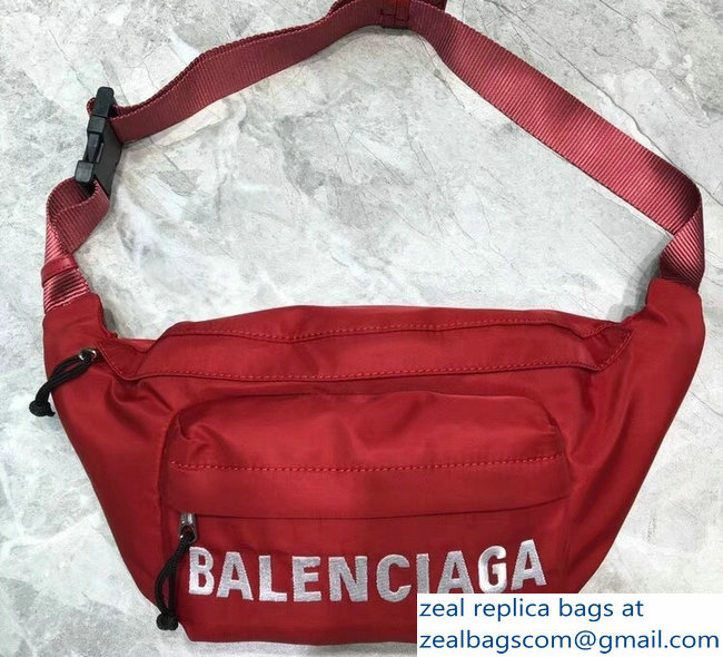 Balenciaga Nylon Canvas Belt Pack Bag Wheel Logo Red - Click Image to Close