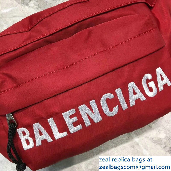 Balenciaga Nylon Canvas Belt Pack Bag Wheel Logo Red