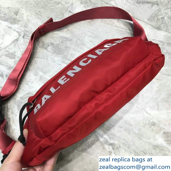 Balenciaga Nylon Canvas Belt Pack Bag Wheel Logo Red