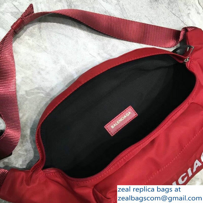 Balenciaga Nylon Canvas Belt Pack Bag Wheel Logo Red