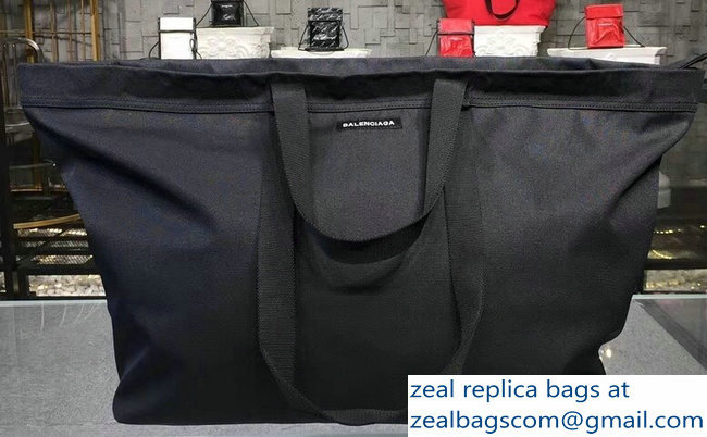 Balenciaga Nylon Carry Shopper Large Bag Black 2018 - Click Image to Close