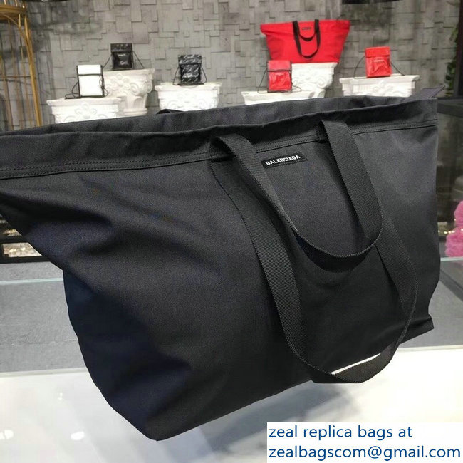 Balenciaga Nylon Carry Shopper Large Bag Black 2018 - Click Image to Close