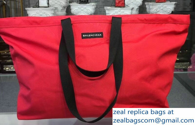 Balenciaga Nylon Carry Shopper Large Bag Red 2018 - Click Image to Close