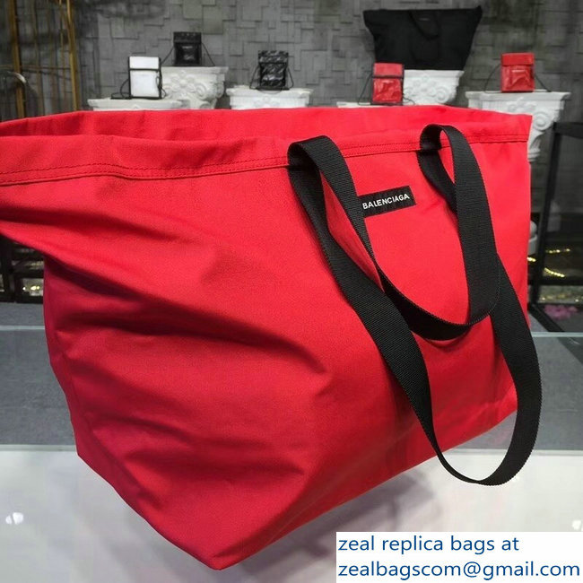 Balenciaga Nylon Carry Shopper Large Bag Red 2018 - Click Image to Close