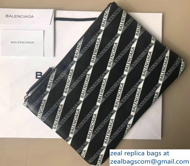 Balenciaga Pouch Clutch Bag Explorer All Over Monogram Logo Print 2018